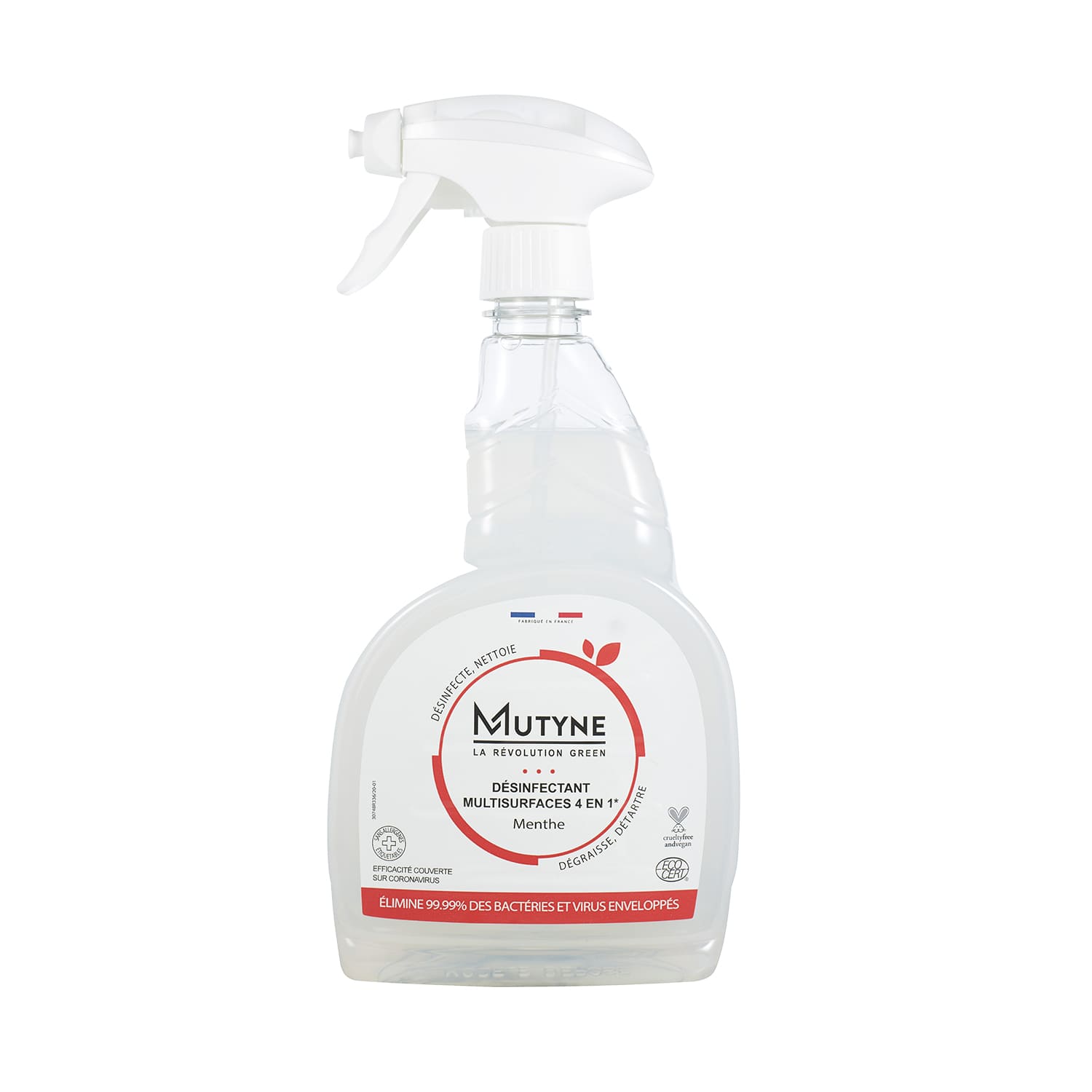 Désinfectant spray Ecocert 4en1 750 mL - Fabriqué en France