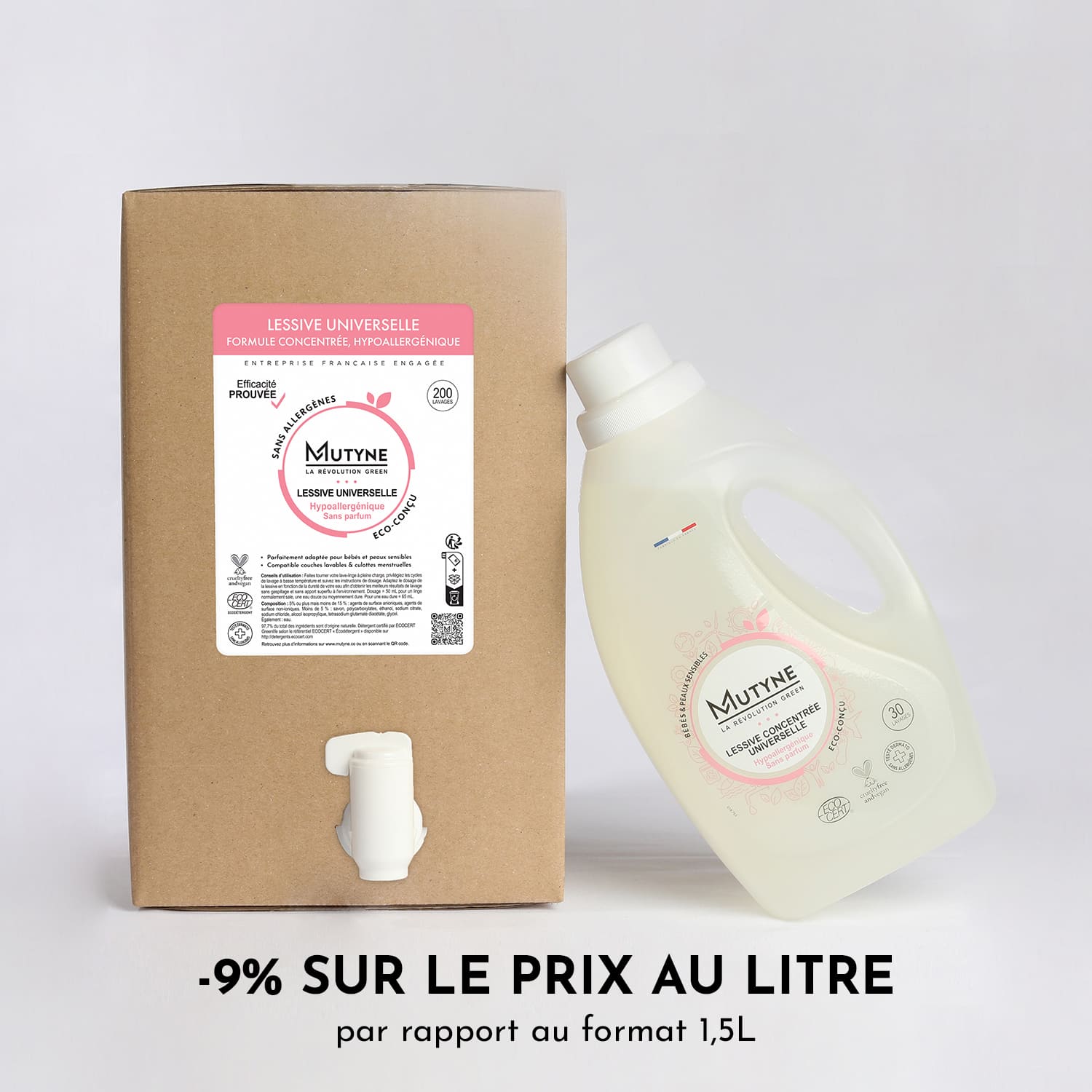 Lessive liquide hypoallergénique 10L VRAC - 200 lavages économique – Mutyne